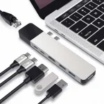 USB-C HUB HYPER, 6 &uuml;hendust, 2 Thunderbolt 3, 40Gbps, 100W, Gigabit Ethernet, 4K HDMI