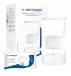Klaasist kann filtriga WESSPER D2, 3 l, valge, borosilikaat