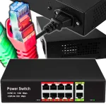 V&otilde;rgu l&uuml;liti POE, 10 pordi, 8x PoE, 2x uplink, 120W, 10/100 Mbps, IP-valvetelefonidele