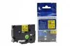 Brother TZe-641 lint, 18 mm, must tr&uuml;kk kollasel taustal
