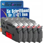 Isetalduv lint BROTHER TZe-421, 9 mm, punane, 5 tk, 8 m