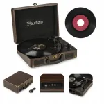 Patefon kohvris, pruun USB AUX RCA Audizio
