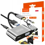 Adapter USB-C HDMI 4K, VGA ja USB 3.0, 4in1, Zenwire