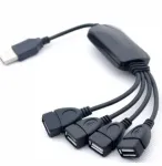 USB jagaja, 3 pesaga, must, kaabliga