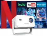 Projektor 4K Android 13 Wi-Fi Bluetooth 400 ANSI automaatse fokusseerimisega