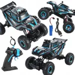 Puldiga juhitav laste maastur LED-tuledega, laetav 4x4 Jeep