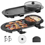 Elektriline grill ja kuum pott 2in1, 2200W, suitsuvaba, Korea BBQ ja shabu shabu