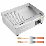 Elektriline VEVOR grilliplaat 3200W, 53,5x30 cm, pool riffeliga, pool sile