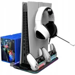 M&auml;ngukonsooli CANYON PS5 Slim/DE jahutus- ja laadimisalus, must RGB-valgustusega