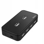 USB jaotur HAMA, 7 &uuml;hendust, toitega, must, USB 2.0