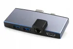 USB-C adapter 6in1 koos HDMI 4K, Etherneti pesaga ja kaardilugejaga, s&uuml;learvutile