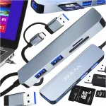 USB-C jagaja PRO 5in2, 2x USB-A 2.0, USB 3.0, SD/TF kaardilugejaga