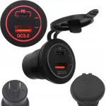 Paigaldatav USB auto laadija USB-C PD ja QC3.0-ga