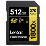 Lexar Pro 512GB 1800x U3 V60 UHS-II m&auml;lukaart