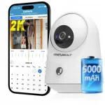 Traadita 2K sise-WiFi kaamera akuga, p&ouml;&ouml;ratav, inimestuvastusega