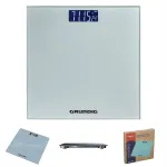 Elektroonilised vannikaalud GRUNDIG, klaasist, LCD-ekraan, kuni 180 kg, patareidega