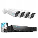 REOLINK 4K v&auml;liskaamerate komplekt, 8-kanaliline, 4x 8MP PoE IP-kaamerad, 2TB HDD, IP66