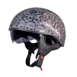 Motorratturi kiiver W-TEC BLACK HEART V535 Cross Skull, matt, suurus L