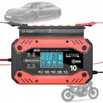 Automaatne 12V/24V 10A akulaadija LCD-ekraaniga