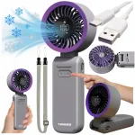 Kaasaskantav kokkupandav k&auml;si ventilaator USB-C ja LCD-ekraaniga, laetav