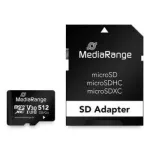 MediaRange 512GB UHS-1 Cl.10 microSD m&auml;lukaart adapteriga