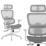 Ergonoomiline kontoritool DELAGEAR M Pro 750 hall ja valge, jalatoega