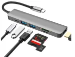 USB-C 6-&uuml;hes jagaja HDMI 4K, PD 100W, SD, TF, USB 3.0, s&uuml;learvutile