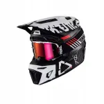 Mootorrattakiiver LEATT 9.5 V23 must/valge S, koos Velocity 6.5 prillidega