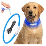 Helendav LED-valgusega koera kaelarihm, USB-laetav, kuni 71,6 cm, universaalne, reguleeritava pikkusega