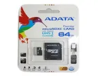 ADATA 64GB Class10 SDXC microSD m&auml;lukaart adapteriga