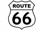 Taustata kleebis ROUTE 66 autole v&otilde;i s&uuml;learvutile, 12 x 11,3 cm