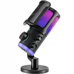 USB m&auml;ngude kondensaatormikrofon FIFINE AM6 RGB valgustuse, POP-filtri ja nuppudega