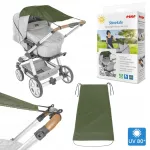 Khaki v&auml;rvi UPF 80+ p&auml;ikesekaitse ShineSafe REER vankrile