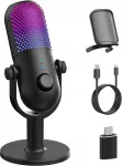 USB m&auml;ngumikrofon MYCOPHONE, RGB valgustus, kiire vaigistus, must