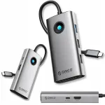 USB-C jagaja Orico PW11-5P, 3x USB, USB-C PD, HDMI dokk
