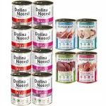 Koerte konservide komplekt 12x400g: 8x Dolina Noteci Premium + 4x Super Rafi