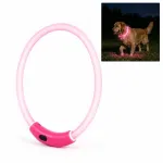 LED-valgustusega koera krae, USB-C laadimine, veekindel, roosa, 40 cm, suurus S