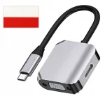 USB-C jaotur HDMI ja VGA liidestega + kleebis