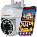 V&auml;line p&ouml;&ouml;ratav 8MP Ultra HD IP WiFi kaamera, liikumistuvastus, suum