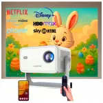 Valge 4K Android 14 Full HD 1080p 650ANSI p&ouml;&ouml;rlev projektor