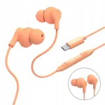 Juhtmega k&otilde;rvaklapid Hama Curly USB-C oranžid, puldi ja mikrofoniga