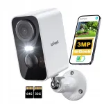 Juhtmevaba 2K WiFi kaamera laaditava akuga, 3MP, m&auml;lukaardi tugi