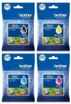 Brother LC552 CMYK tindikassettide komplekt, 4 v&auml;rvi, 4x550 lehek&uuml;lge