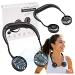USB kaela ventilaator, must, 3 kiirust