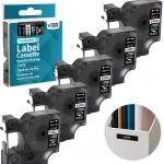 DYMO D1-45021 liimiga lint, 12 mm, must valgel, 5 tk.