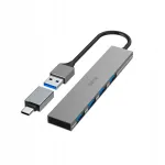 USB jagaja HAMA SLIM, 4 &uuml;hendust, USB 3.2 Gen1, 5 Gb/s, C adapteriga