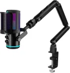 M&auml;ngumikrofon USB, 24bit/192kHz, RGB, kardioidne, jalusega