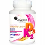 Toidulisand Aliness Vitamin K2 MK-7 Natto + D3 2000 IU, 60 kapslit