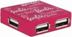 Roosa USB jaotur Barbie, 4 USB 2.0 pesa, eemaldatav kaabel