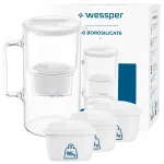 Wessper D2 Boro-silikaat 3l veefiltripurk 4 Aquamax filtriga